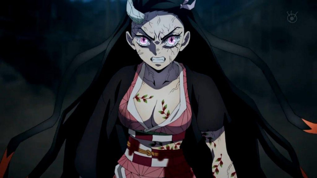 "Demon Slayer: Entertainment District Arc" screenshot showing a fully demonized Nezuko, as terrifying as she is beautiful.