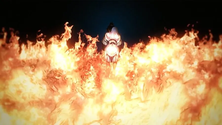 "Demon Slayer: Entertainment District Arc" screenshot showing Gyutaro carrying Ume as they journey into hell together. Shit, there goes the onion ninjas.