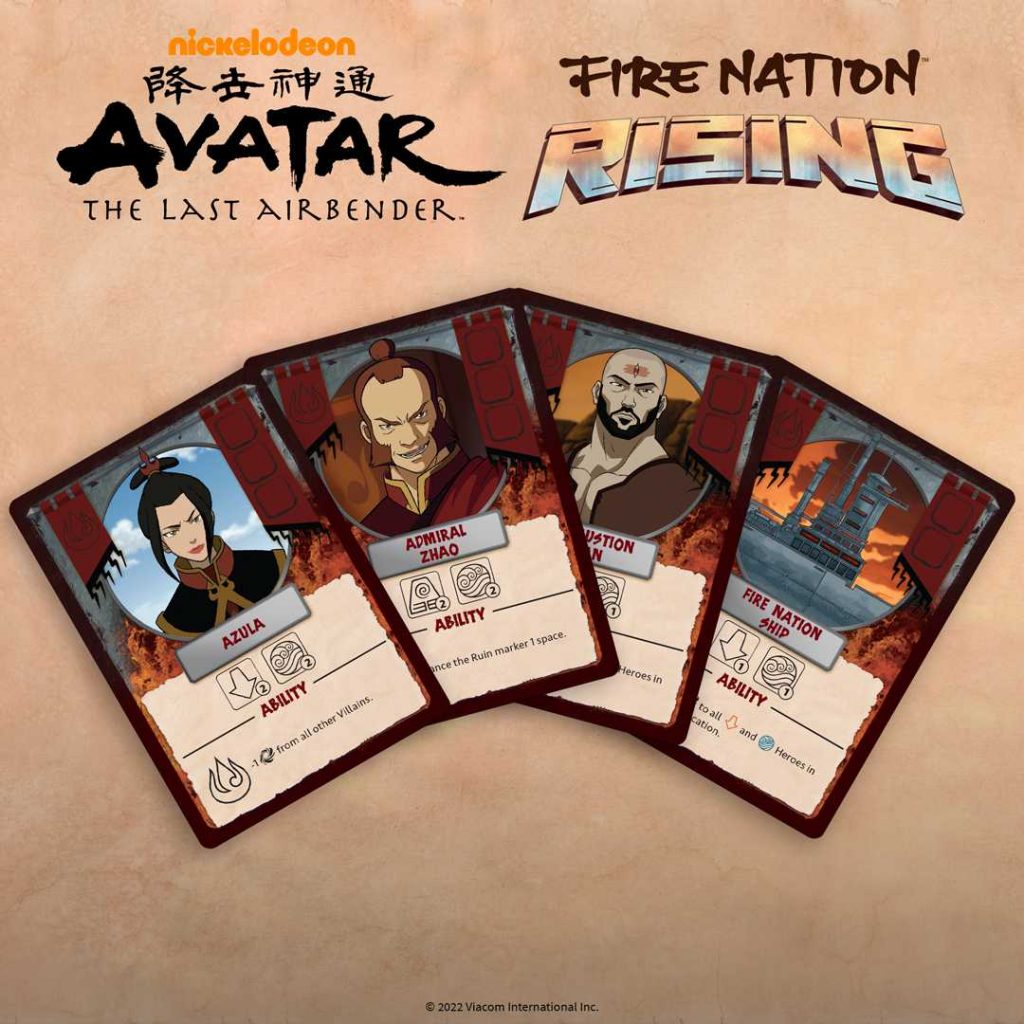"Avatar: The Last Airbender Fire Nation Rising" selection of Villain cards.