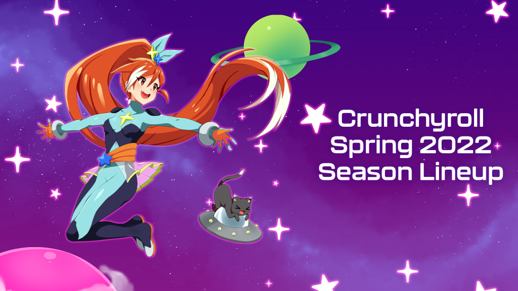 Crunchyroll Spring 2022 Season Lineup art featuring Crunchyroll-hime IN SPACE!