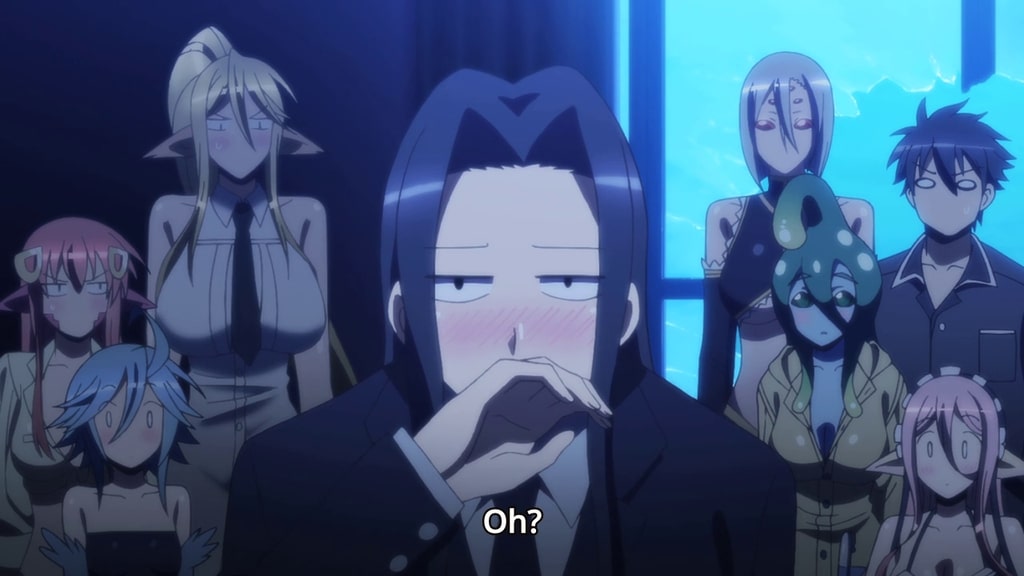 "Monster Musume" screenshot showing Miss Smith coming down with a cold right after causing so much trouble for Kimihito's family.