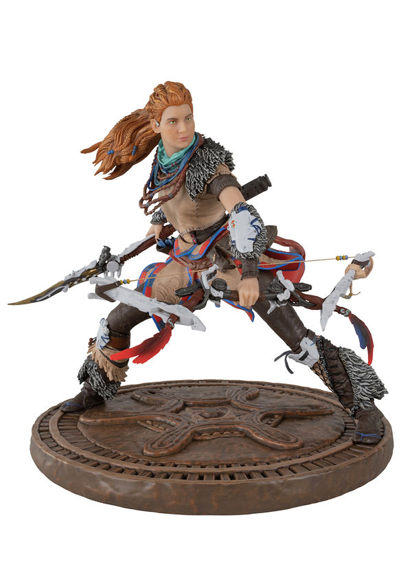 "Horizon Forbidden West Aloy PVC Figure" staring just to the right.