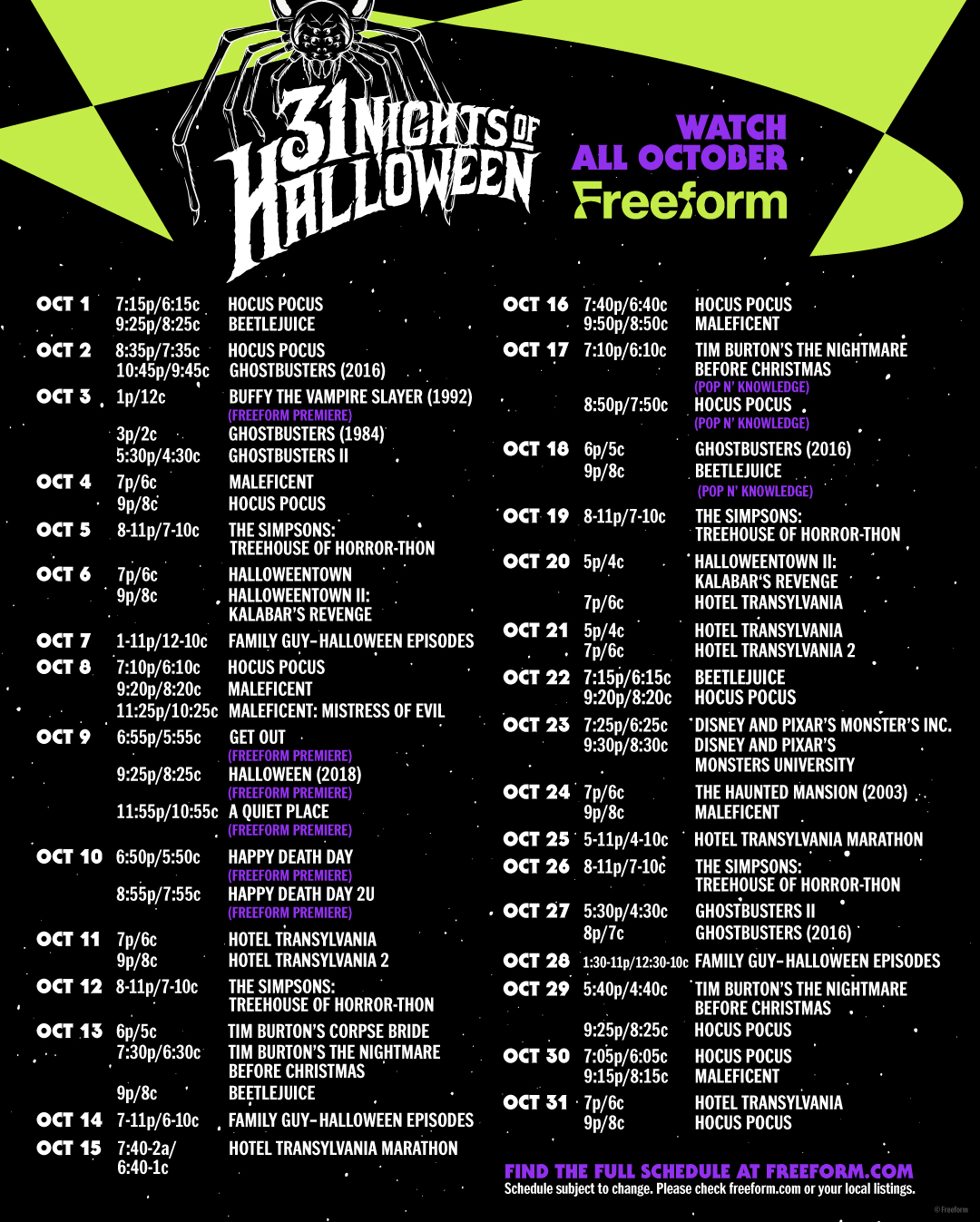 Freeform Reveals 31 Nights of Halloween Schedule 2022 - That Hashtag Show