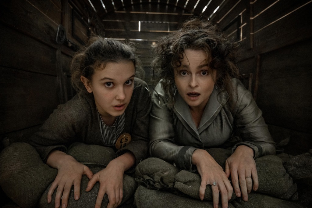 (L to R) Millie Bobby Brown and Helena Bonham Carter in Enola Holmes 2