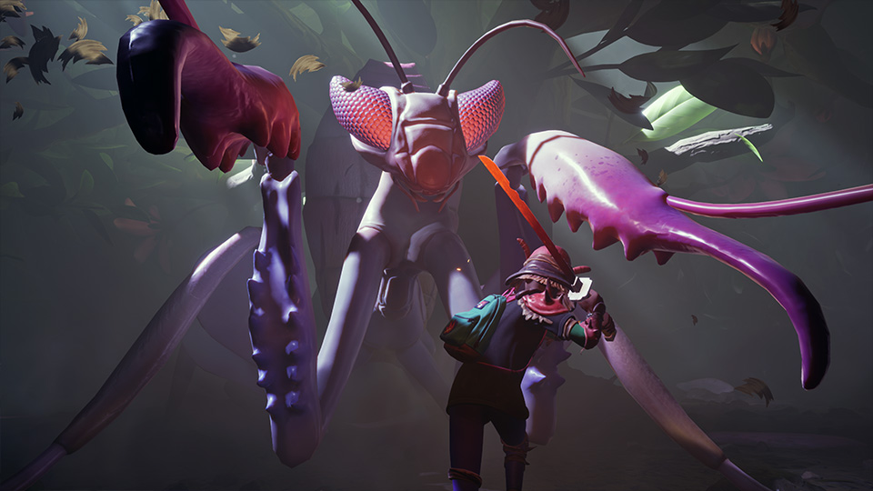 "Grounded" release screenshot showing new orchid mantis boss.
