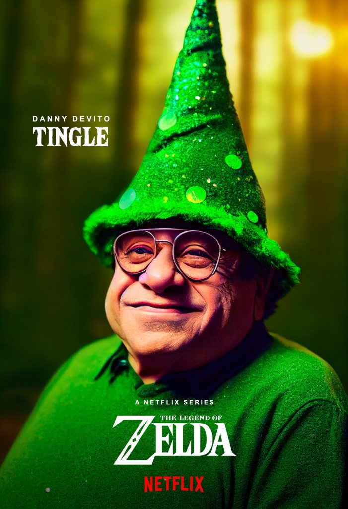 "Netflix's The Legend of Zelda" Danny DeVito as Tingle fan art by Dan Leveille.