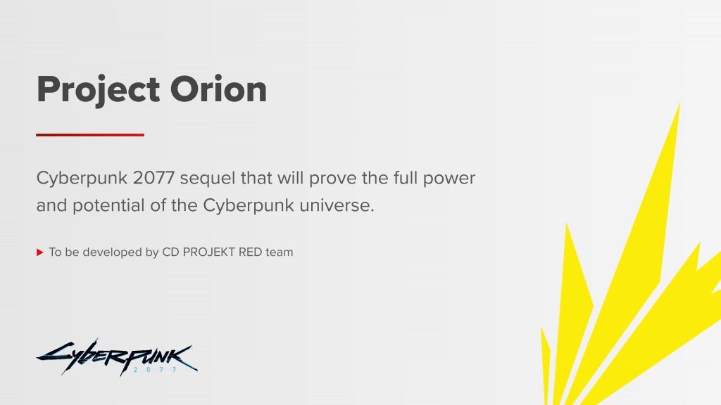 "Project Orion"/"Cyberpunk 2077" sequel announcement art on Twitter.