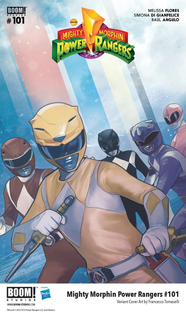 "Mighty Morphin Power Rangers #101" variant cover A art by Francesco Tomaselli.