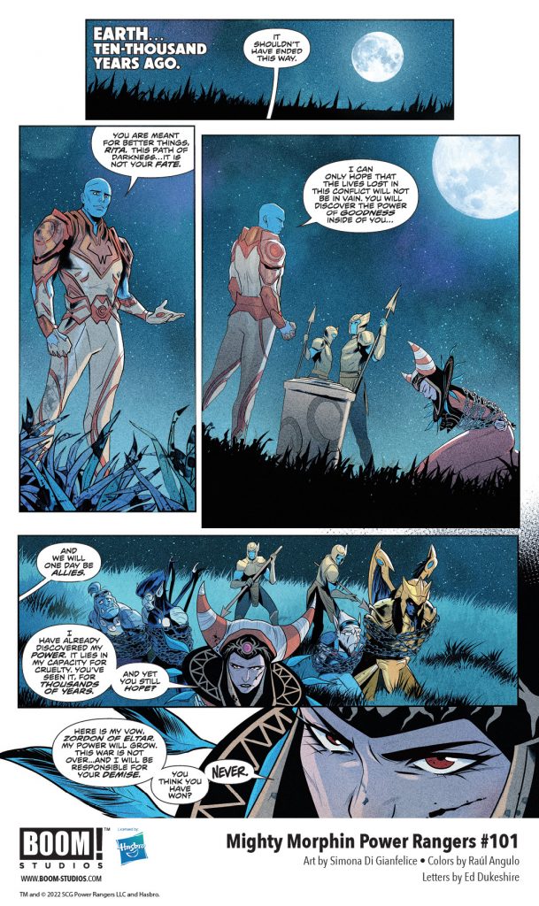 "Mighty Morphin Power Rangers #101" preview page 1.