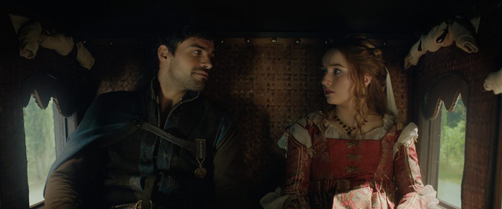 (L-R): Sean Teale as Dario and Kaitlyn Dever as Rosaline in 20th Century Studios' Rosaline, exclusively on Hulu. Photo courtesy of 20th Century Studios. © 2022 20th Century Studios.  All Rights Reserved.