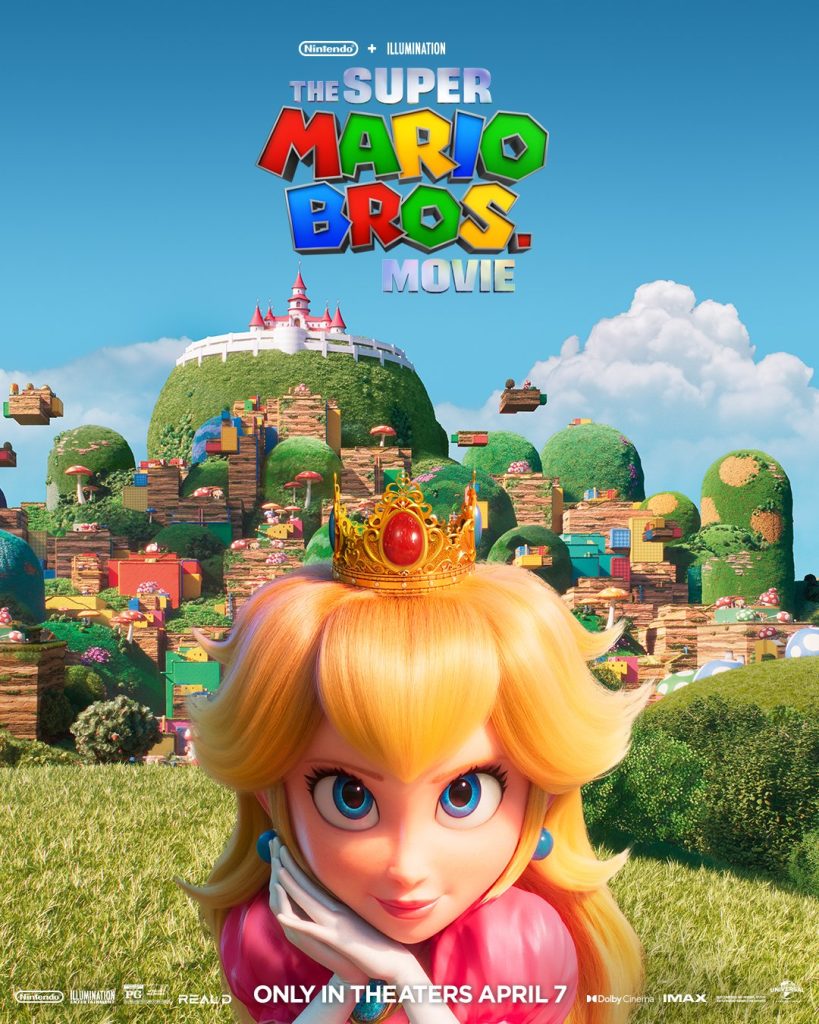 "The Super Mario Bros. Movie" Princess Peach character poster.