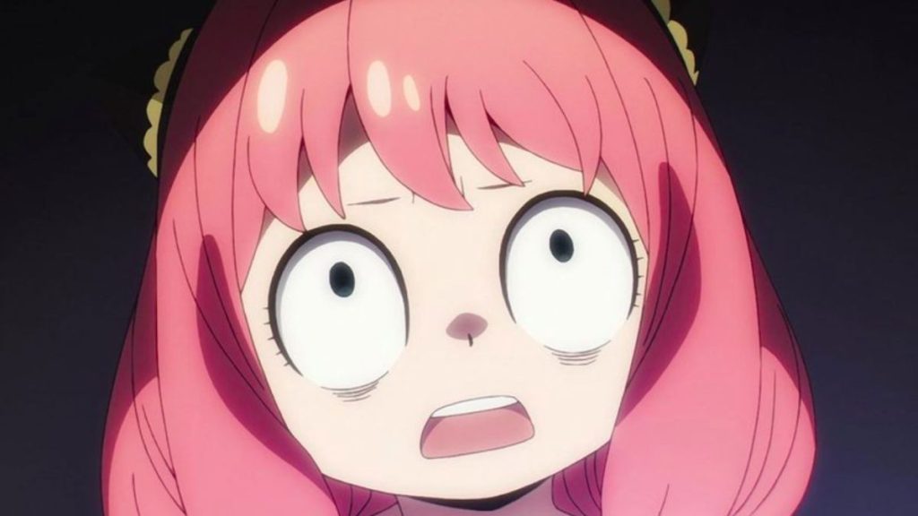 "Spy x Family" anime screenshot showing Anya with a deeply disturbed expression.