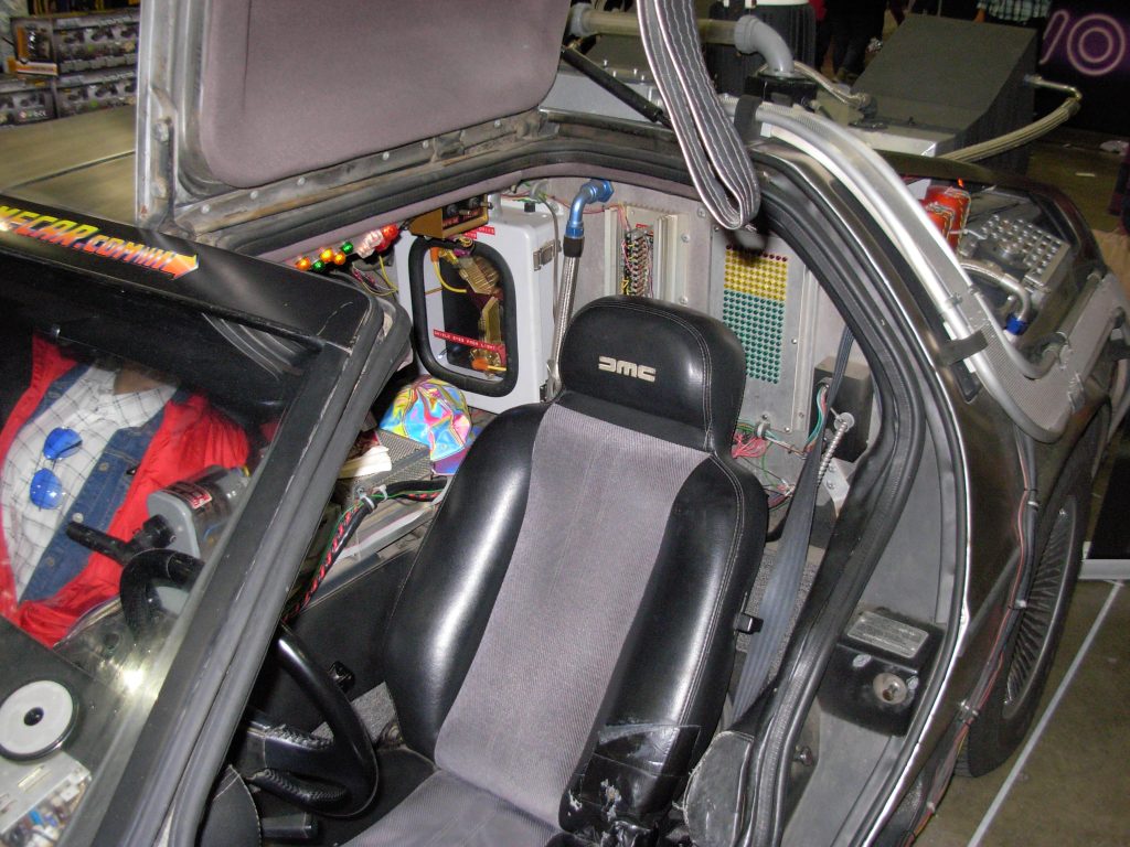 DeLorean time machine from "Back to the Future Part II", view of interior rear.