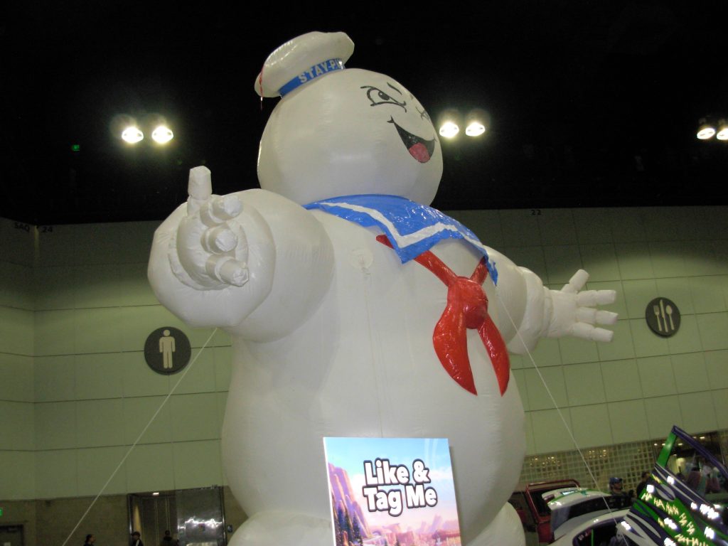 Giant inflatable Stay Puft marshmallow man.