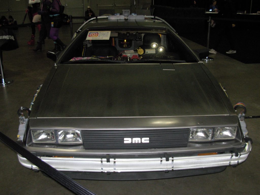 DeLorean time machine from "Back to the Future", front view.