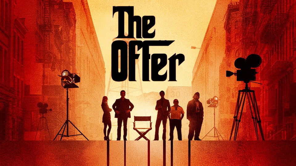 Pictured: Juno Temple as Bettye McCartt, Miles Teller as Albert S. Ruddy, Matthew Goode as Robert Evans, Patrick Gallo as Mario Puzo and Dan Fogler as Francis Ford Coppola of the Paramount+ original series The Offer. Photo Cr: Sarah Coulter/Paramount+ © 2022 ViacomCBS. All Rights Reserved.