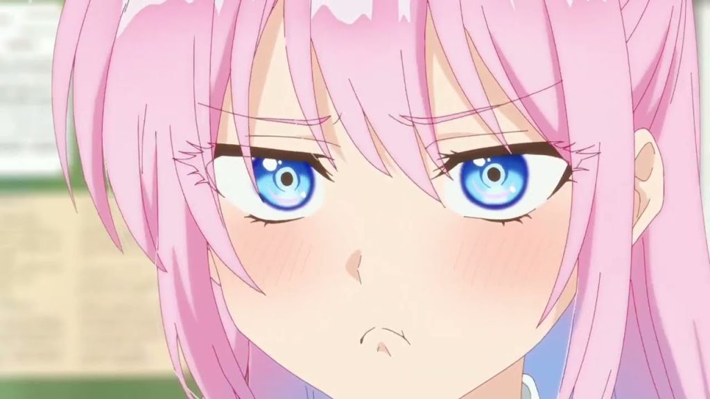 'Shikimori's Not Just a Cutie' screenshot showing a pouting Shikimori.