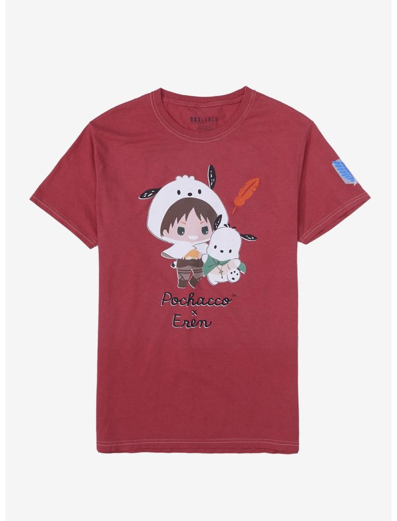 Hello Kitty x Attack on Titan collaboration Pochacco x Eren T-shirt.