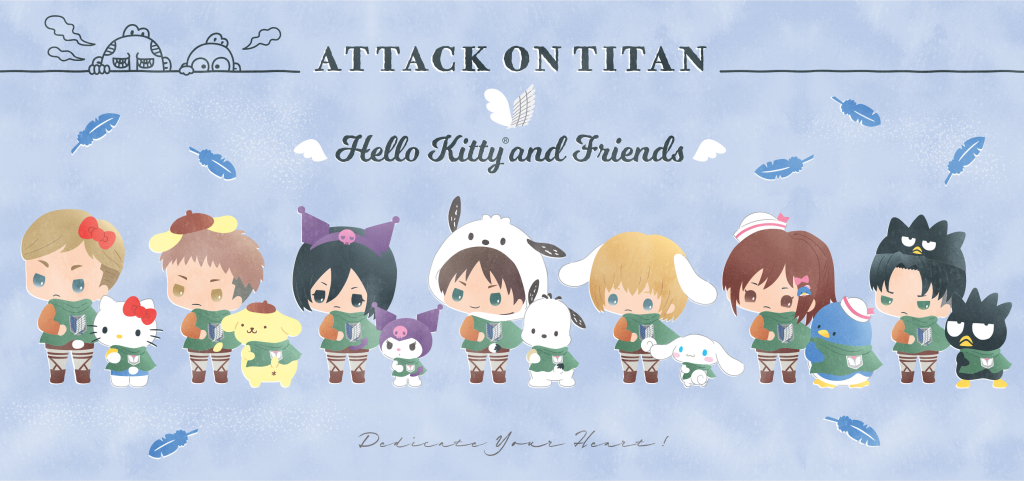 Hello Kitty x Attack on Titan collaboration key art.