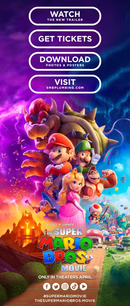 'The Super Mario Bros. Movie' vertical key art.