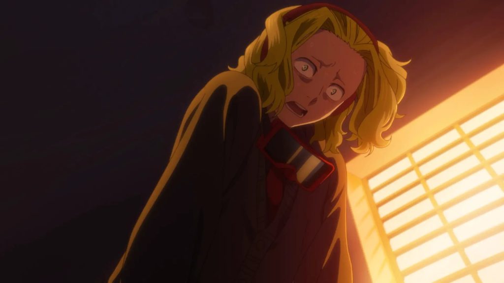 'The Ancient Magus' Bride season 2' Ep. 3 "Birds of a feather flock together. II" screenshot depicting a panicked Zoe after seeing Chise and Elias up close.
