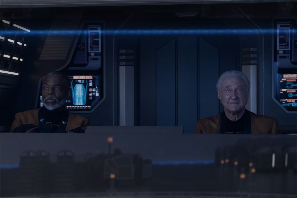  Burton as Geordi La Forge and Brent Spiner as Data in "Vox" Episode 309, Star Trek: Picard on Paramount+.  Photo Credit: Trae Patton/Paramount+. ©2021 Viacom, International Inc.  All Rights Reserved.