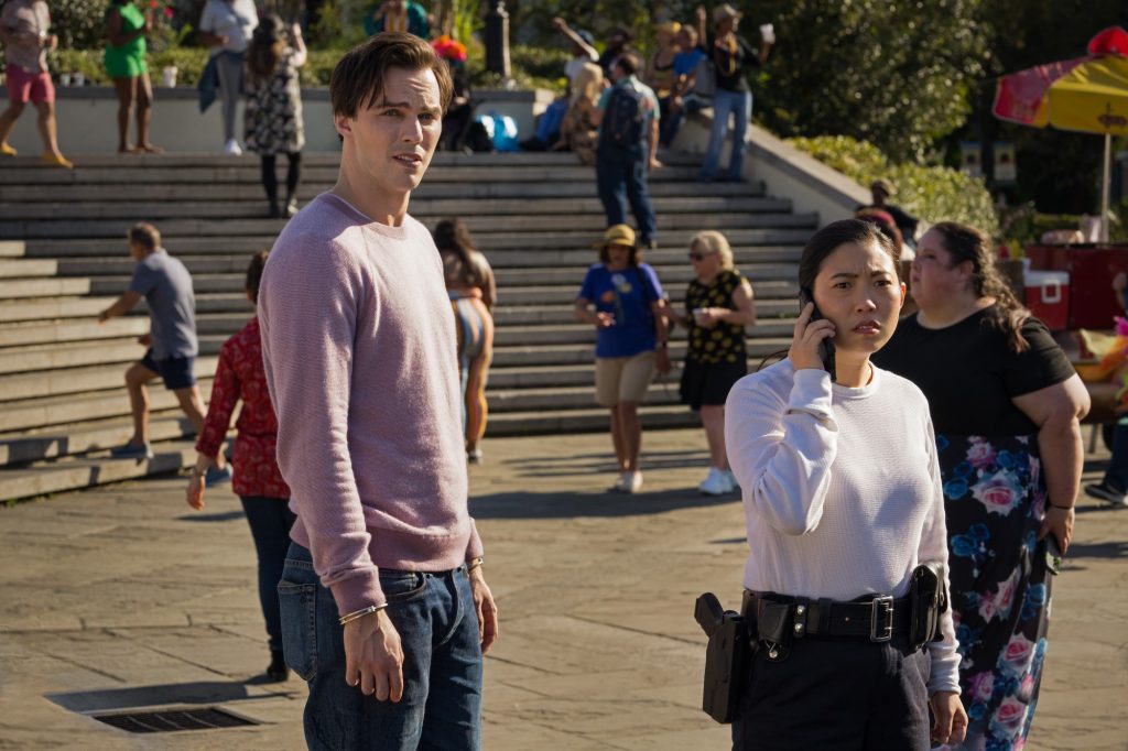 (L to R): Nicholas Hoult as Renfield, Awkwafina as Rebecca in Renfield