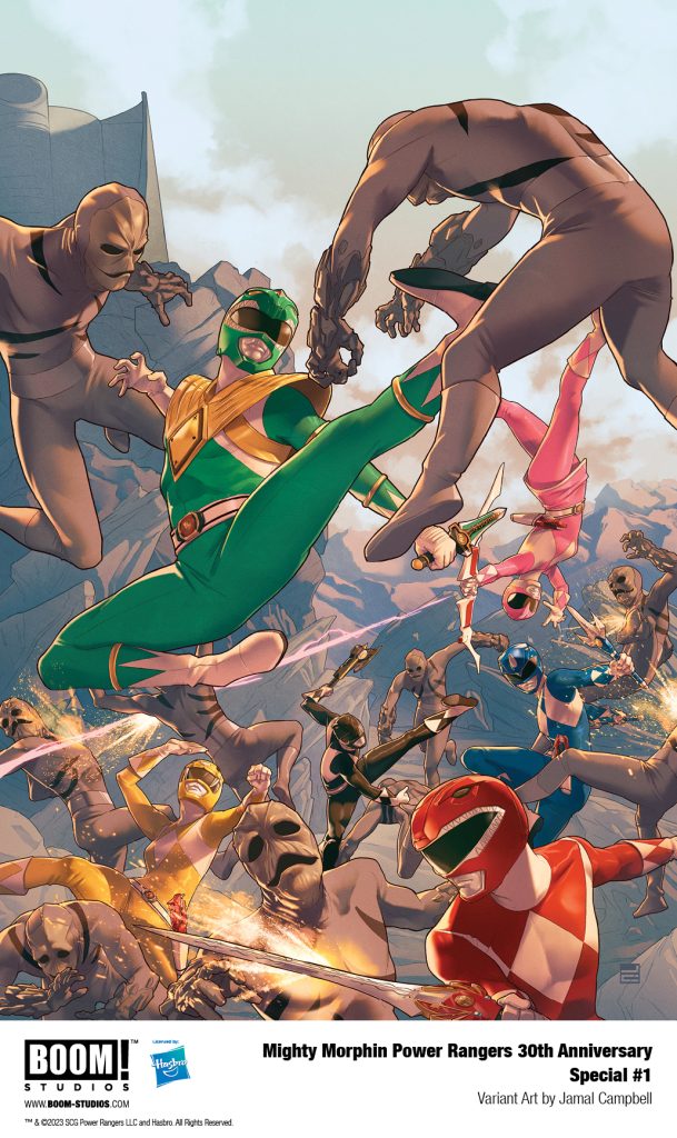 'Mighty Morphin Power Rangers 30th Anniversary Comic Special' variant cover art by Jamal Campbell.