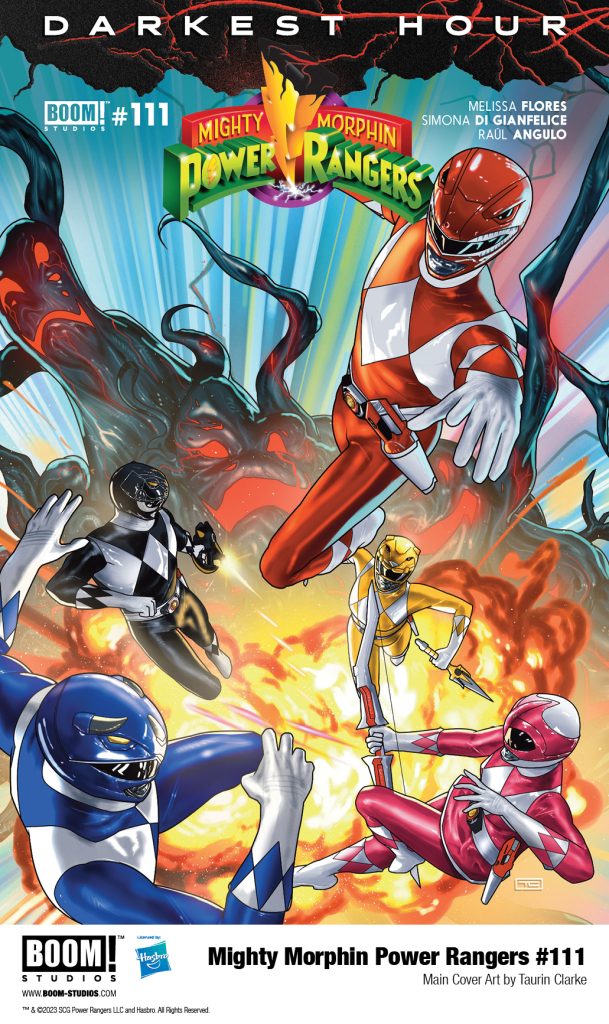 'Mighty Morphin Power Rangers #111' main cover art by Taurin Clarke.