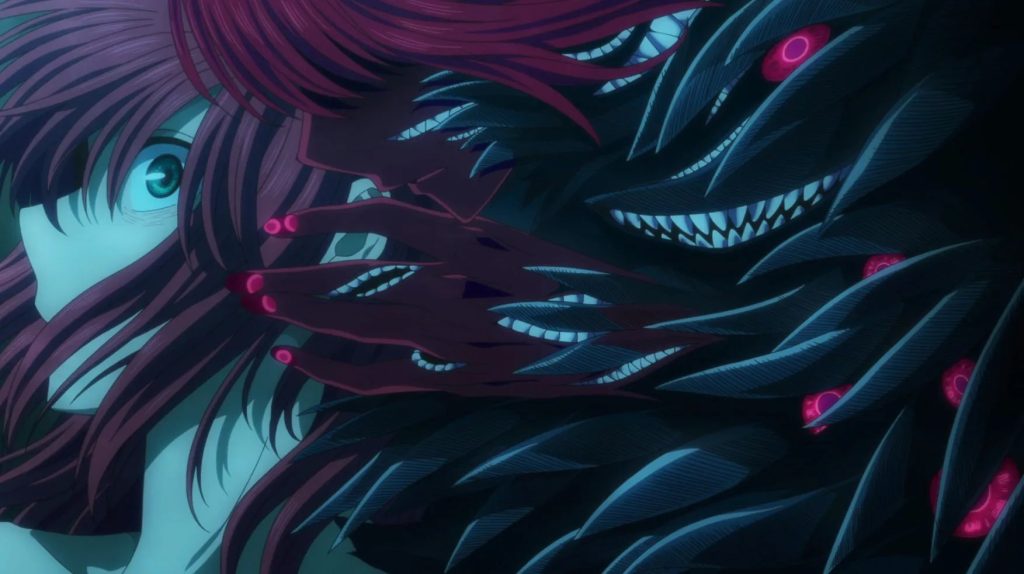 The Ancient Magus' Bride season 2 Ep. 8 "Slow and sure. II" screenshot depicting a drowning Chise falling under the influence of the dragon's curse.
