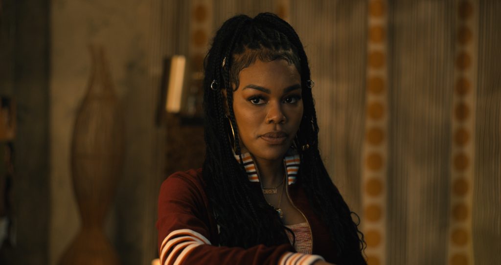 Teyana Taylor as Imani in 20th Century Studios' WHITE MEN CAN'T JUMP, exclusively on Hulu. Photo courtesy of 20th Century Studios. © 2023 20th Century Studios. All Rights Reserved.
