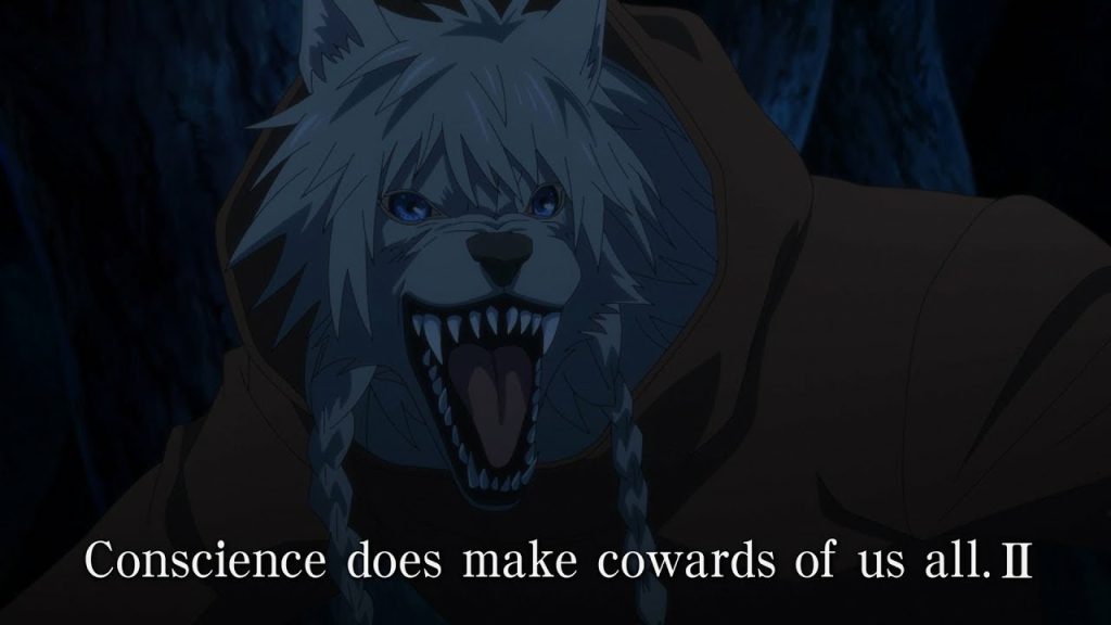 The Ancient Magus' Bride season 2 Ep. 10 "Conscience does make cowards of us all. II" thumbnail image showing the female werewolf in full snarl.