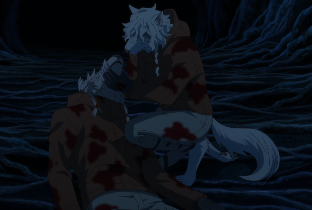 The Ancient Magus' Bride season 2 Ep. 10 "Conscience does make cowards of us all. II" screenshot depicting caressing her husband's corpse in the shortcut.