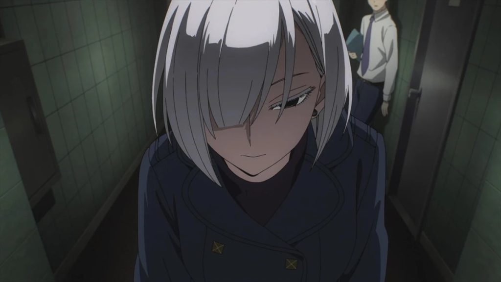 Spy x Family anime screenshot depicting a shadowed view of Nightfall's face.