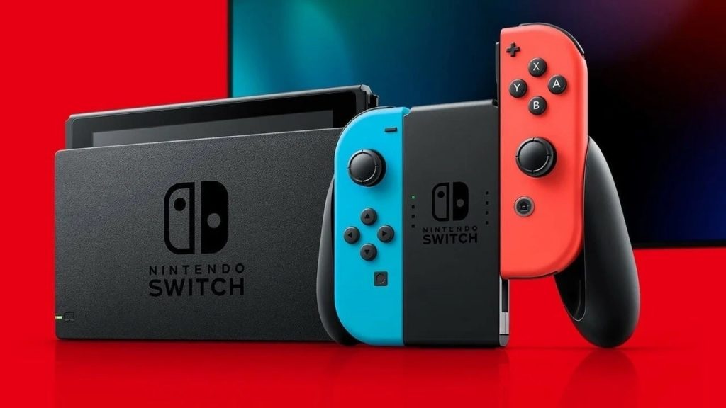 Nintendo Switch neon blue and red model.