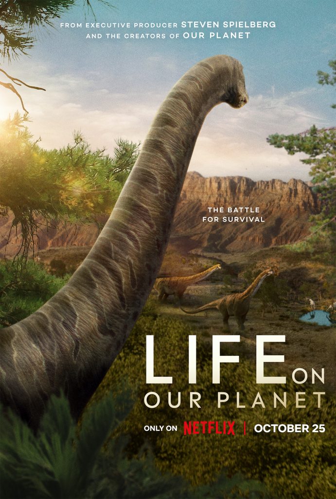Netflix's Life on Our Planet Dino key art.