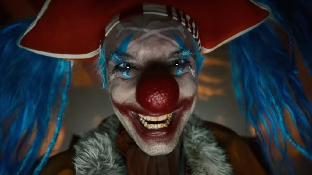 Netflix's One Piece screenshot depicting their Joker-ish version of Buggy the Clown.