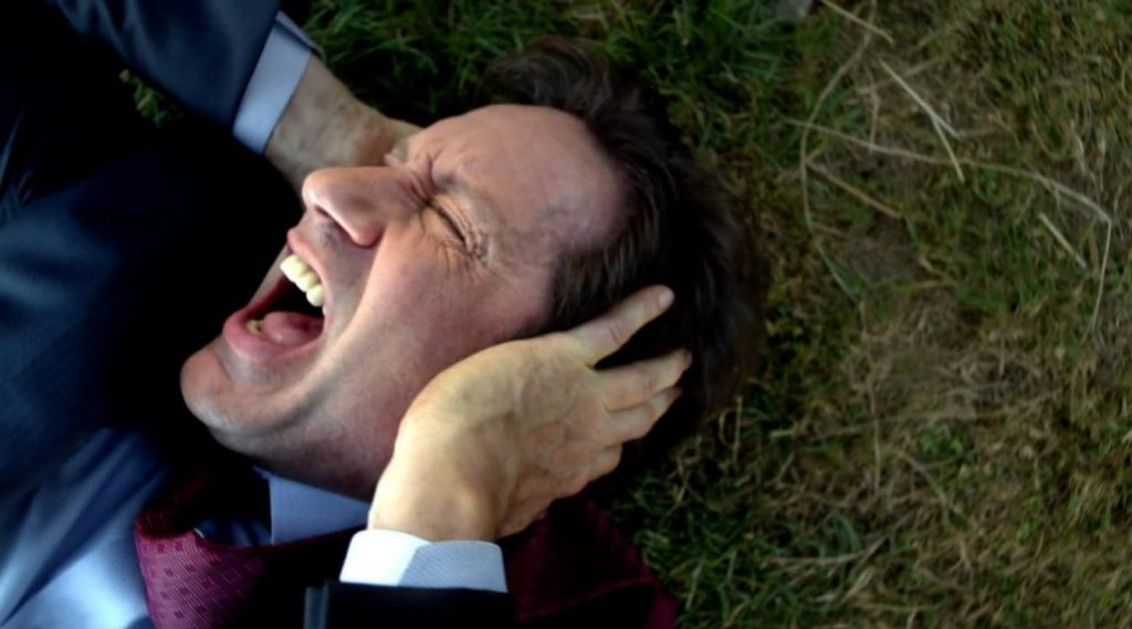Mulder screaming in pain in the X-Files revival episode "Founder's Mutation"