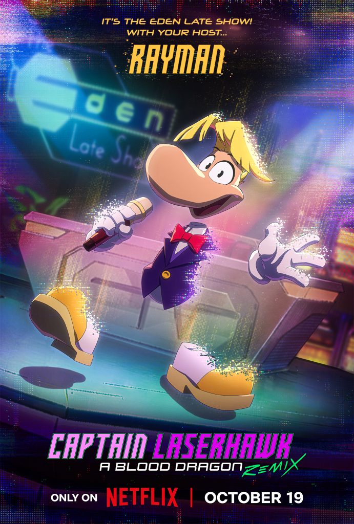 Captain Laserhawk: A Blood Dragon Remix Rayman character poster.