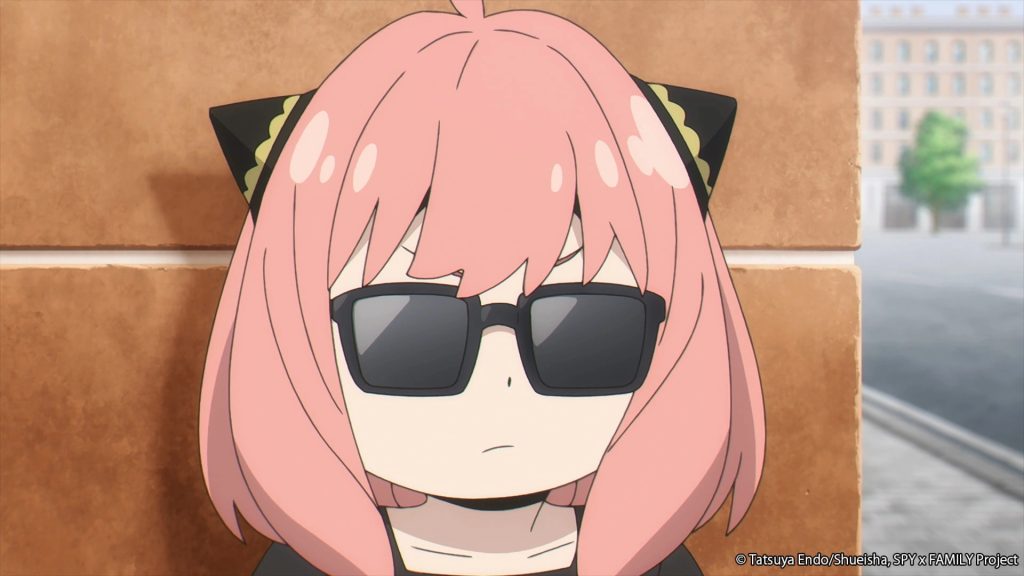 Spy x Family anime screenshot depicting Anya wearing sunglasses like a boss.