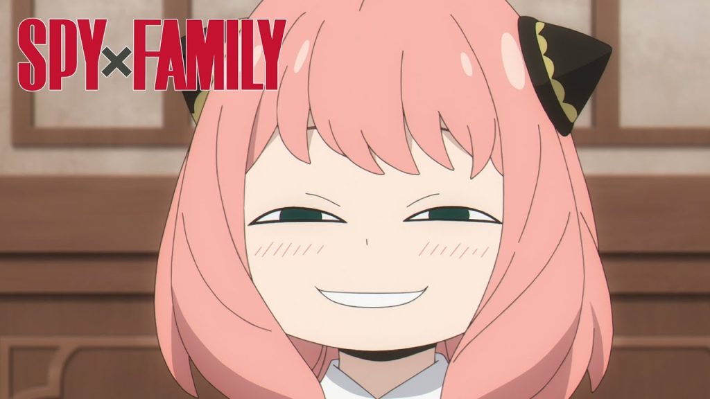 Spy x Family anime screenshot showing Anya smiling smugly.