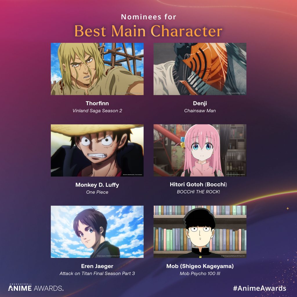 Crunchyroll 2024 Anime Awards Best Main Character.