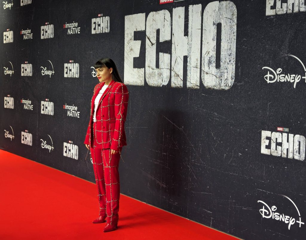 Devery Jacobs on the red carpet at a special screening of 'Echo' in Toronto.