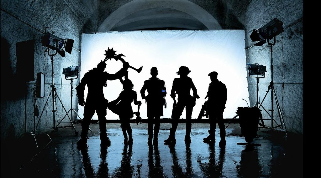 Silhouetted characters of 'Borderlands,' premiering in 2024