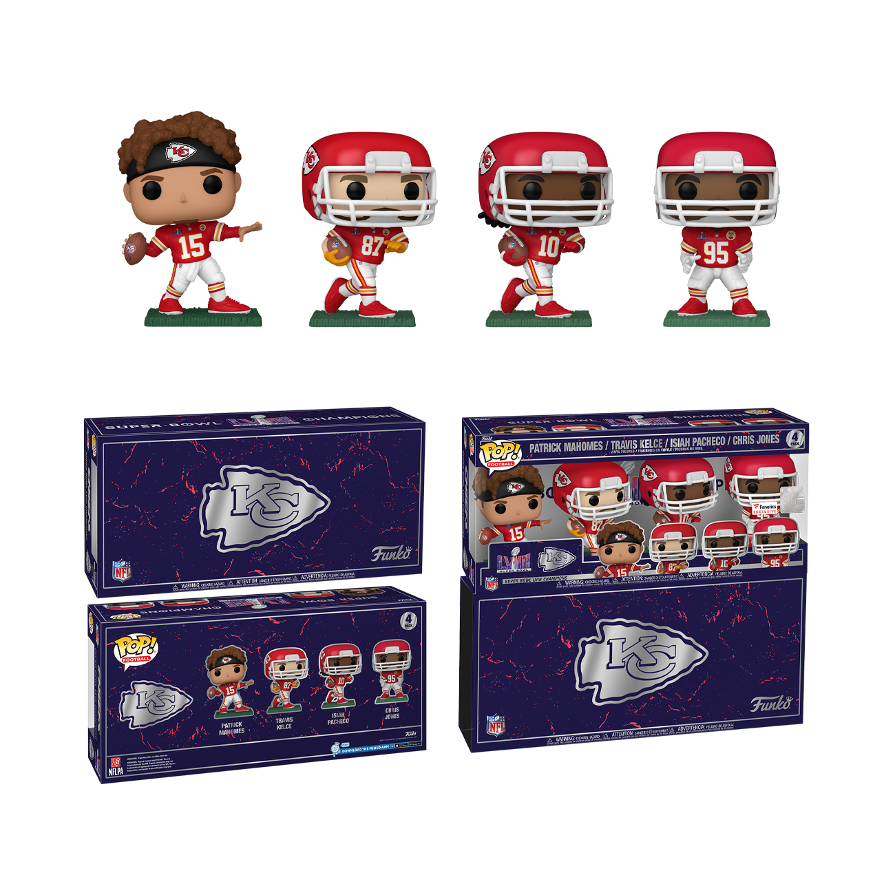 Kansas City Chiefs Funko Pop! Super Bowl Champions 4-Pack Available For ...