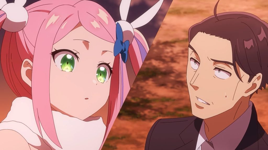 Sasaki and Peeps Ep. 5 "A Magical Man and a Third World" screenshot showing Sasaki and Magical Pink in a tense standoff.