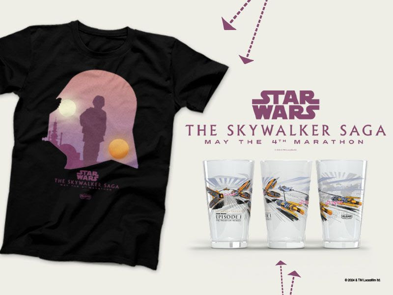 Star Wars The Skywalker Saga May the 4th Marathon merch art.