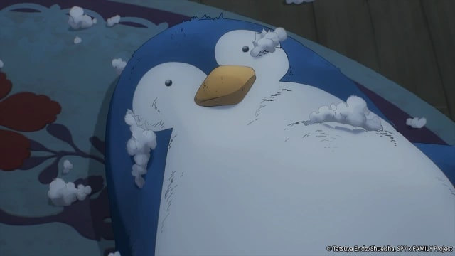Spy x Family Ep. 21 image showing Penguinman's "corpse".