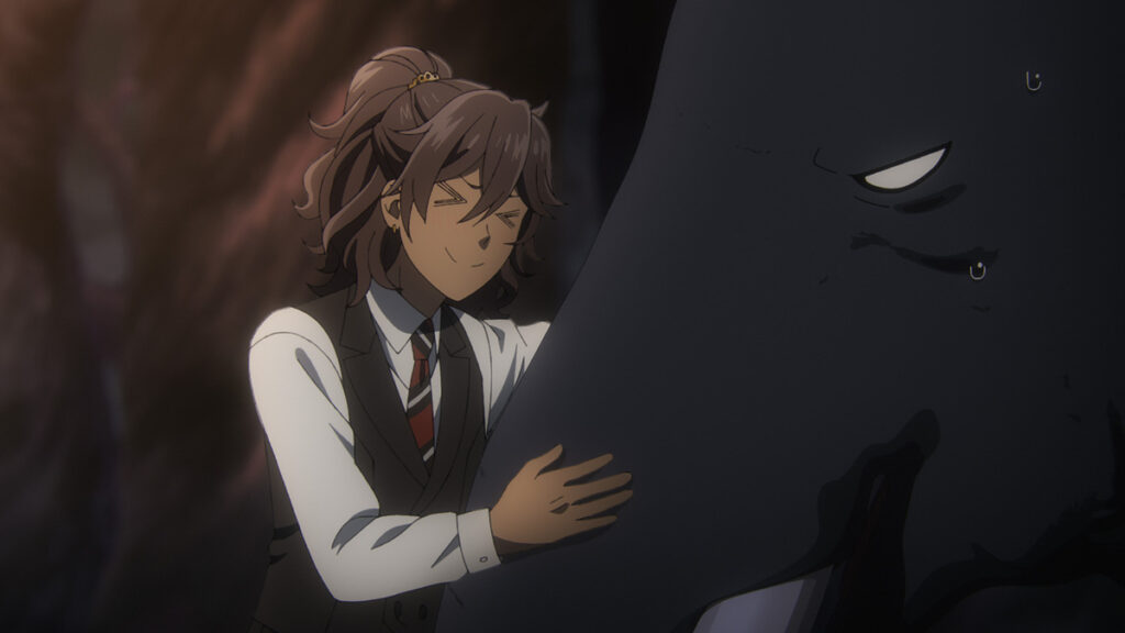 Black Butler -Public School Arc- Ep. 5 "His Butler, Gaining Admittance" screenshot showing Soma complimenting his very tired elephant friend.