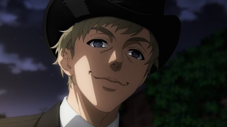 Black Butler -Public School Arc- Ep. 9 "His Butler, Having a Laugh" screenshot showing Derrick with the most unnatural smile ever.